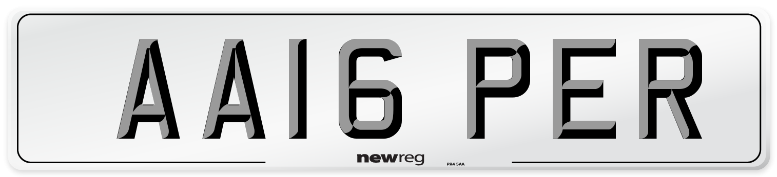 AA16 PER Number Plate from New Reg